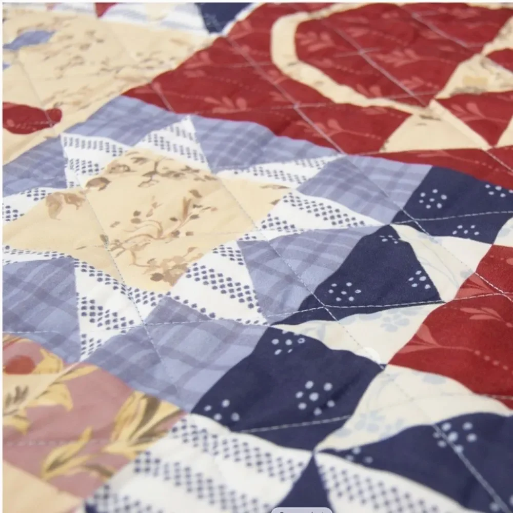 Farmhouse Cottage County Fair Printed King Size Quilt Set Patchwork Americana